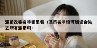 派币改完名字哪里看（派币名字填写错误会失去所有派币吗）