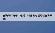 查询限行打哪个电话（打什么电话可以查询限行）