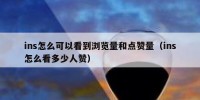 ins怎么可以看到浏览量和点赞量（ins怎么看多少人赞）