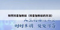 如何抖音加粉丝（抖音加粉丝的方法）