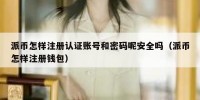 派币怎样注册认证账号和密码呢安全吗（派币怎样注册钱包）