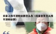 抖音上找不到粉丝群怎么办（抖音主页怎么找不到粉丝群）