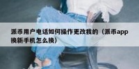派币用户电话如何操作更改我的（派币app换新手机怎么换）