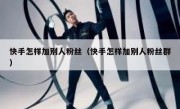快手怎样加别人粉丝（快手怎样加别人粉丝群）