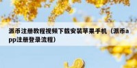 派币注册教程视频下载安装苹果手机（派币app注册登录流程）