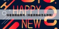 抖音高粉丝账号（抖音高粉丝怎么挣钱）
