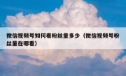 微信视频号如何看粉丝量多少（微信视频号粉丝量在哪看）