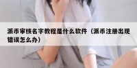 派币审核名字教程是什么软件（派币注册出现错误怎么办）