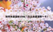 如何快速涨粉1000（怎么快速涨粉一千）