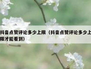 抖音点赞评论多少上限（抖音点赞评论多少上限才能看到）