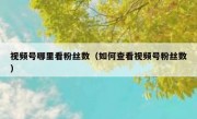 视频号哪里看粉丝数（如何查看视频号粉丝数）