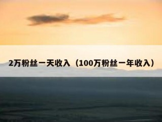 2万粉丝一天收入（100万粉丝一年收入）
