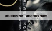 如何利用推特赚钱（如何利用推特赚钱呢）