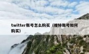 twitter账号怎么购买（推特账号如何购买）