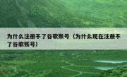 为什么注册不了谷歌账号（为什么现在注册不了谷歌账号）