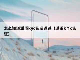 怎么知道派币kyc认证通过（派币k丫c认证）