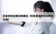 抖音的粉丝群在哪里加（抖音里面的粉丝群怎么加）