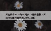 河北限号2020年时间表11月份最新（河北汽车限号查询2020年11月）