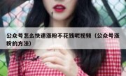 公众号怎么快速涨粉不花钱呢视频（公众号涨粉的方法）