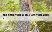 抖音点赞量在哪里买（抖音点赞在哪里买得到）