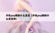 手机pay限制什么意思（手机pay限制什么意思啊）