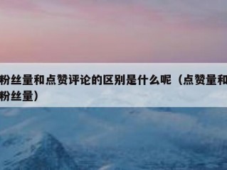 粉丝量和点赞评论的区别是什么呢（点赞量和粉丝量）