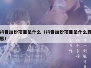 抖音加粉项目是什么（抖音加粉项目是什么意思）