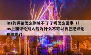 ins的评论怎么删除不了了呢怎么回事（ins上面评论别人后为什么不可以自己把评论删除呢?）