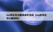 ins评论可以翻译成中文吗（ins的评论可以翻译吗）