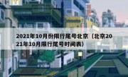 2021年10月份限行尾号北京（北京2021年10月限行尾号时间表）