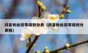 抖音粉丝团等级划分表（抖音粉丝团等级划分表格）