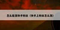 怎么能涨快手粉丝（快手上粉丝怎么涨）