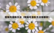 视频号涨粉方法（视频号涨粉方法有哪些）