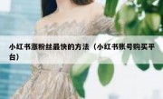 小红书涨粉丝最快的方法（小红书账号购买平台）