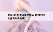 交管12123查询车主电话（12123怎么查询车主电话）