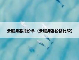 云服务器报价单（云服务器价格比较）