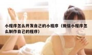 小程序怎么开发自己的小程序（微信小程序怎么制作自己的程序）