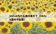 tiktok为什么国内看不了（tiktok国内不能看）
