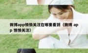微博app悄悄关注在哪里看到（微博 app 悄悄关注）