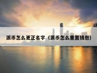 派币怎么更正名字（派币怎么重置钱包）