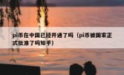 pi币在中国已经开通了吗（pi币被国家正式批准了吗知乎）
