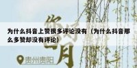 为什么抖音上赞很多评论没有（为什么抖音那么多赞却没有评论）