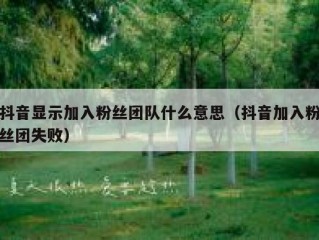 抖音显示加入粉丝团队什么意思（抖音加入粉丝团失败）