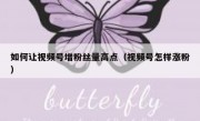 如何让视频号增粉丝量高点（视频号怎样涨粉）