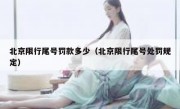 北京限行尾号罚款多少（北京限行尾号处罚规定）
