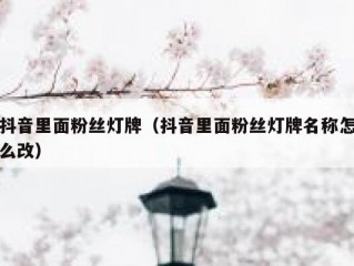 抖音里面粉丝灯牌（抖音里面粉丝灯牌名称怎么改）