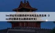 ins评论可以翻译成中文吗怎么弄出来（ins评论翻译怎么翻译成中文）