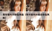 支付宝代付存在风险（支付宝代付提示存在风险）