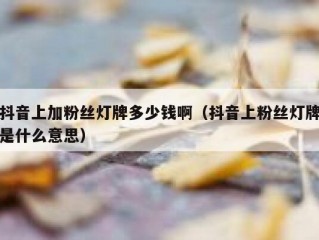 抖音上加粉丝灯牌多少钱啊（抖音上粉丝灯牌是什么意思）