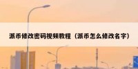 派币修改密码视频教程（派币怎么修改名字）